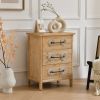 Accent Storage Cabinet Retro Wooden Chest with 3 Drawers and Metal Handles