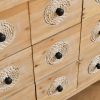 Accent Storage Cabinet Rattan Retro Wooden Apothecary Chest with 9-Drawer and Metal Handles