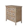 Accent Storage Cabinet Rattan Retro Wooden Apothecary Chest with 9-Drawer and Metal Handles