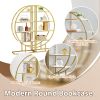 4 Tiers Home Office Open Bookshelf; Round Shape; Different Placement Ways; MDF Board; Gold Metal Frame; White