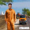 Hazmat Suit Disposable Coverall Large. Orange Non Hooded Coveralls for Men and Women. Polypropylene Polyethylene 40 GSM Paint Suit Coveralls Open Wris