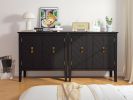 2 Door Wooden Cabinets; Black Wood Cabinet Vintage Style Sideboard for Living Room Dining Room Office