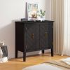 2 Door Wooden Cabinets; Black Wood Cabinet Vintage Style Sideboard for Living Room Dining Room Office