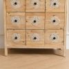 Accent Storage Cabinet Rattan Retro Wooden Apothecary Chest with 9-Drawer and Metal Handles