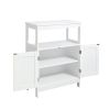 Floor Storage Cabinet; Wooden FreeStanding Storage Organizer with 2 Doors and Shelves for Bathroom; living Room; White