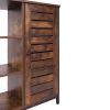 Wooden Storage Cabinet with Shutter Door and 3 Compartments; Rustic Brown