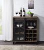 Treju Wine Cabinet; Obscure Glass; Rustic Oak & Black Finish YF