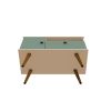 Manhattan Comfort Tribeca 35.43 Mid-Century Modern TV Stand with Solid Wood Legs in Off White and Green Mint