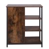 Wooden Storage Cabinet with Shutter Door and 3 Compartments; Rustic Brown