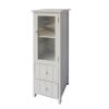 39 Inch Paulownia Wood Accent Cabinet; Vertical; 2 Drawers; 1 Door; Dove Gray