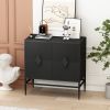 31.50" Modern 2 Door Wooden Cabinet with Featuring Two-tier Storage; for Office; Dining Room and Living Room; Painted in Black