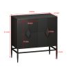 31.50" Modern 2 Door Wooden Cabinet with Featuring Two-tier Storage; for Office; Dining Room and Living Room; Painted in Black