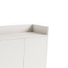 Stylish and Functional 4-Door Storage Cabinet with Square Metal Legs and Particle Board Material,for Living Room and Kitchen,White