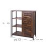 Wooden Storage Cabinet with Shutter Door and 3 Compartments; Rustic Brown