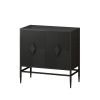 31.50" Modern 2 Door Wooden Cabinet with Featuring Two-tier Storage; for Office; Dining Room and Living Room; Painted in Black