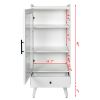 Modern Bathroom Storage Cabinet & Floor Standing cabinet with Glass Door with Double Adjustable Shelves and One Drawer, Extra Storage Space on Top, Wh