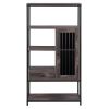 Home Office Bookcase and Bookshelf 5 Tier Display Shelf with Doors and Drawers; Freestanding Multi-functional Decorative Storage Shelving; Vintage Bro