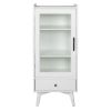 Modern Bathroom Storage Cabinet & Floor Standing cabinet with Glass Door with Double Adjustable Shelves and One Drawer, Extra Storage Space on Top, Wh