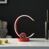 13.25" In Modern C Shape Led W/ Usb/Wireless Charger Port And Touch Dimmer Bright Red Table Lamp