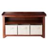 Verona Storage Bench with 3 Foldable Beige Color Fabric Baskets