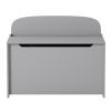 Kids Wooden Toy Box/Bench with Safety Hinged Lid for boys/girls (Gray)