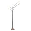 80" Avery 5 Arm Aluminum Chrome Led Semi Arc Floor Lamp