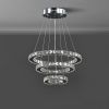 11.8" To 47.2" In Adjustable Height Alva Large Triple Hoop Modern Crystal Stainless Pure White Color Led Remote Control Dimmer Chandelier