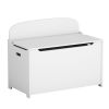 Kids Wooden Toy Box/Bench with Safety Hinged Lid (White)