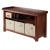 Verona Storage Bench with 3 Foldable Beige Color Fabric Baskets