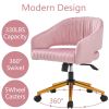 Modern swivel high quality velvet office desk chair pink color in gold metal luxury height adjustable computer chair living room chair