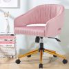 Modern swivel high quality velvet office desk chair pink color in gold metal luxury height adjustable computer chair living room chair