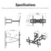 TMSS-104 32"-70" Corner Full Motion Articulating TV Wall Mount Bracket Max Weight 50Kg VESA 600*400