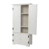 48.4"H 2 Door Accent Storage Cabinet;  Modern Wood Floor Organizer;  Indoors;  White