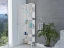 Portland 5-Shelf Linen Cabinet with Mirror White