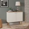 Jaz 35 Inch Wood Accent Cabinet Console; Single Shelf; 2 Doors; Handcrafted; Beige; Walnut