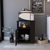 Correy 4-Shelf Microwave Cabinet with Caster Black Wengue