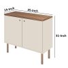 Jaz 35 Inch Wood Accent Cabinet Console; Single Shelf; 2 Doors; Handcrafted; Beige; Walnut