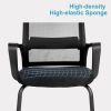 Task Office Guest Chair with Lumbar Support and Mid Back Mesh Space Air Grid Series for Reception Conference Room, Stationary, Black (2 Pack)