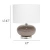 15.25" Modern Ceramic Table Lamp with White Fabric Shade, Gray