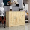 Modern Wood Buffet Sideboard with 2 doors&amp;1 Storage and 2drawers -Entryway Serving Storage Cabinet Doors-Dining Room Console; 43.3 Inch; Oak