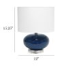 15.25" Modern Ceramic Table Lamp with White Fabric Shade, Blue