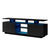 Modern TV Stand for TVs up to 65inches with LED lights; 16 Colors; for Livingroom; Bedroom; Black (OLD SKU: WF280706AAB)