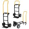 Hand Truck Dual Purpose 2 Wheel Dolly Cart and 4 Wheel Push Cart with Swivel Wheels 330 Lbs Capacity Heavy Duty Platform Cart for Moving/Warehouse/Gar