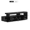 ON-TREND Modern Style 16-colored LED Lights TV Cabinet; UV High Gloss Surface Entertainment Center with DVD Shelf; Up to 70 inch TV; Black