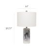 Marble Finish Table Lamp with White Fabric Drum Shade