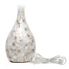 Seashell Mosaic Look Table Lamp with Cream Fabric Shade