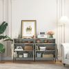 Farmhouse style TV Stand; TV station with storage and open drawers; entertainment center console table; living room media furniture.(Grey; 58''W*23.6'