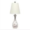 Seashell Mosaic Look Table Lamp with Cream Fabric Shade