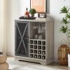 JHX Single door wine cabinet with 16 wine storage compartments (Gray; 31.50" W*13.78" D*35.43" H)