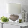 15.25" Modern Ceramic Table Lamp with White Fabric Shade, Gray